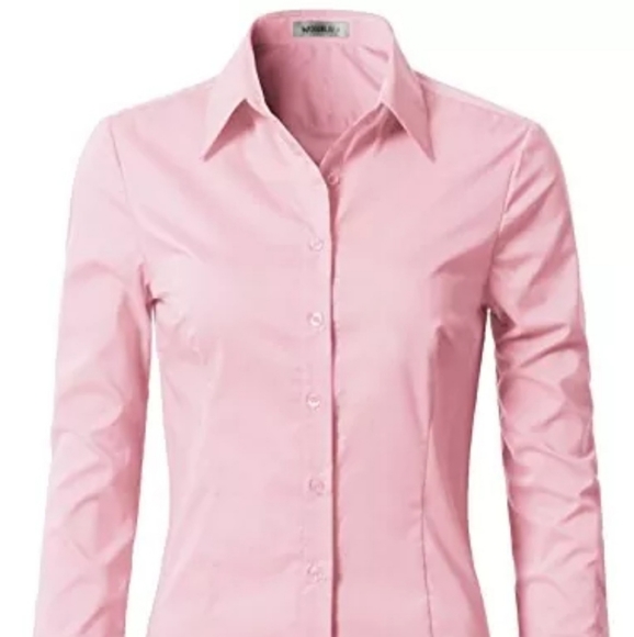 Doublju Tops - Basic Slim Fit Button Down Shirt XL